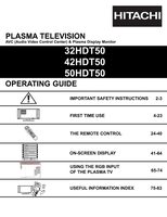 Hitachi 32HDT50 42HDT50 50HDT50 TV Operating Manual